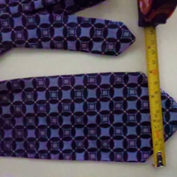 Giorgio Sappini Mens Necktie Blue Yellow Geometric Italy 100% Silk 4" X 56" - Picture 3 of 4